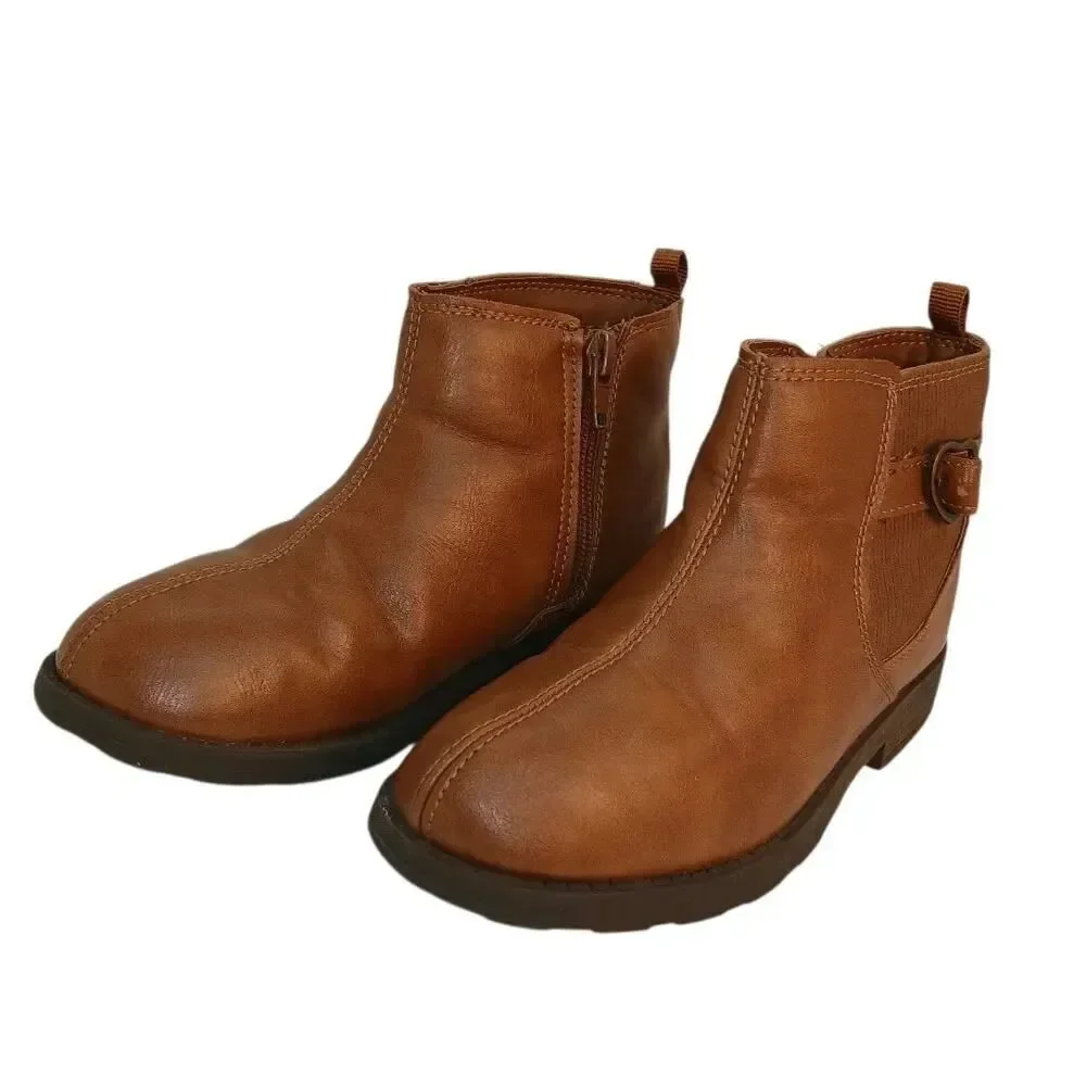 Carter's Toddler Girls Brown Ankle Boots with Heart Buckle - Size 13M